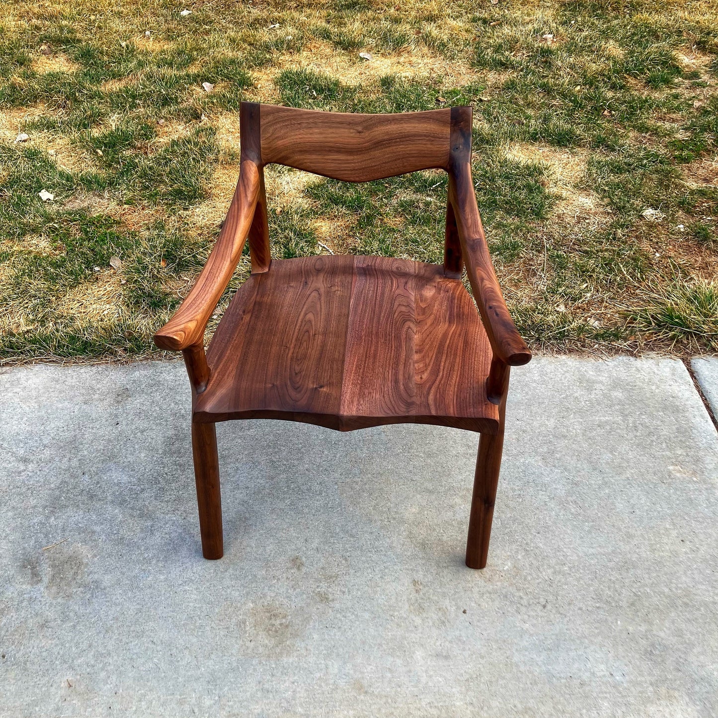 Walnut Lower Back Chair | Hand Carved