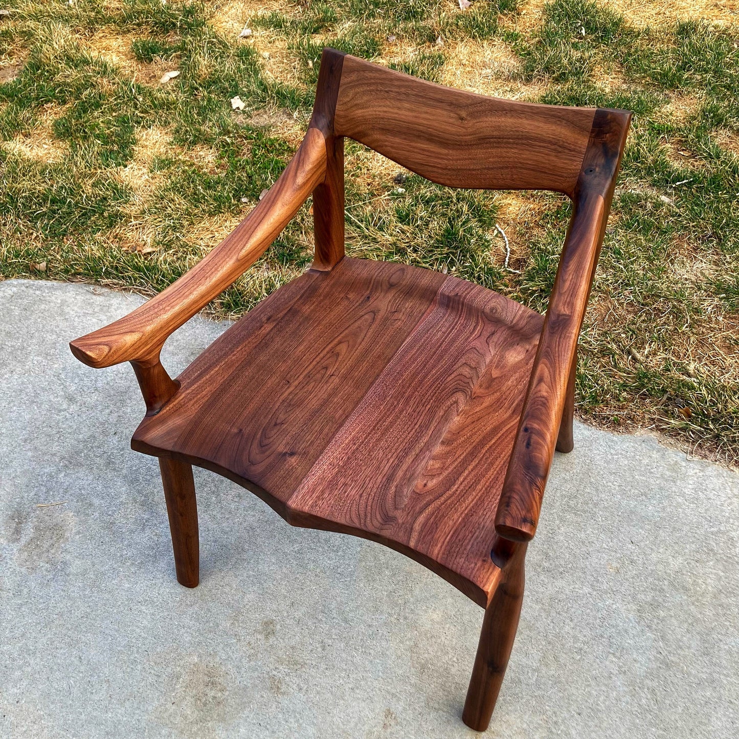 Walnut Lower Back Chair | Hand Carved