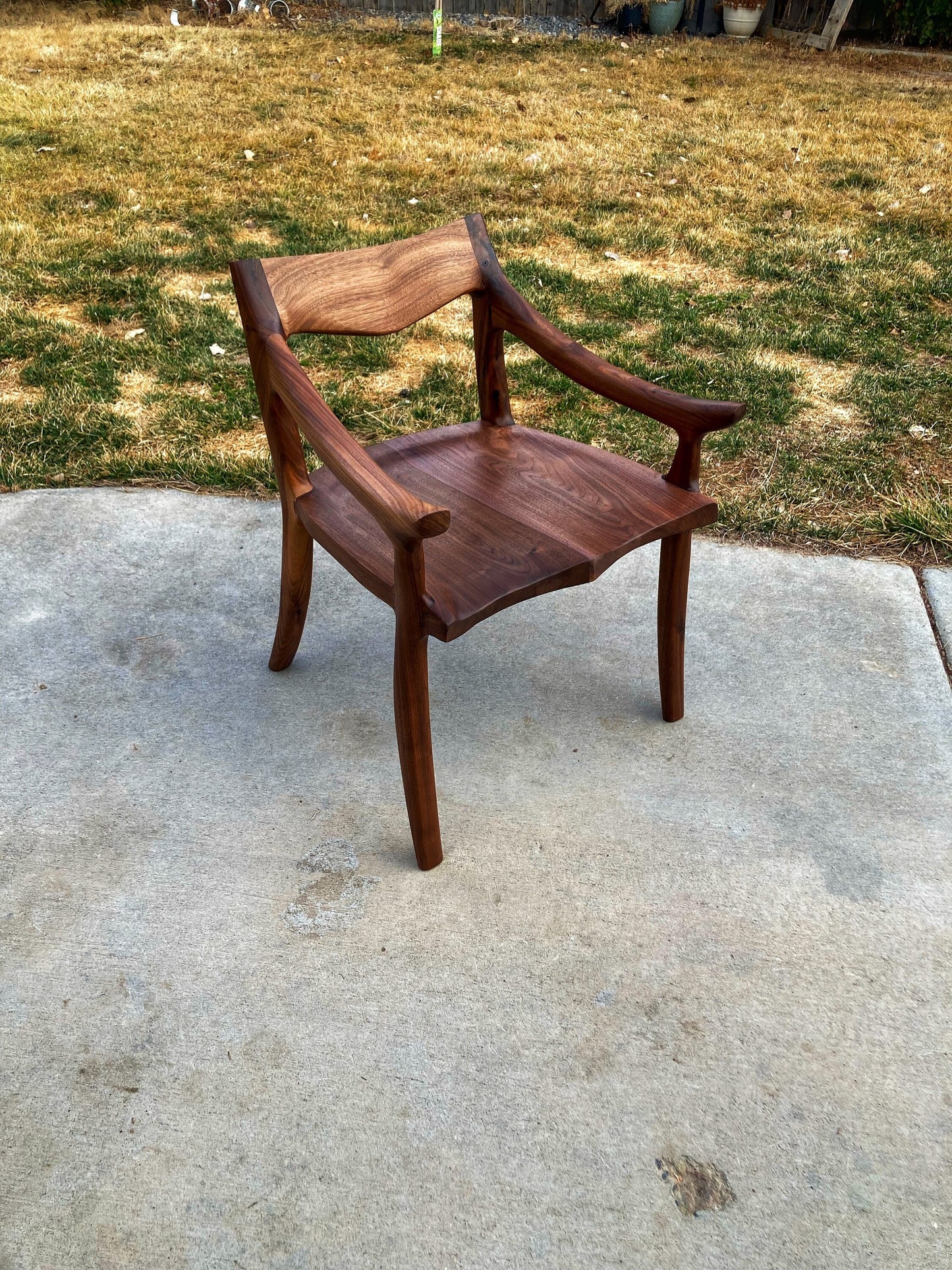 Walnut Lower Back Chair | Hand Carved