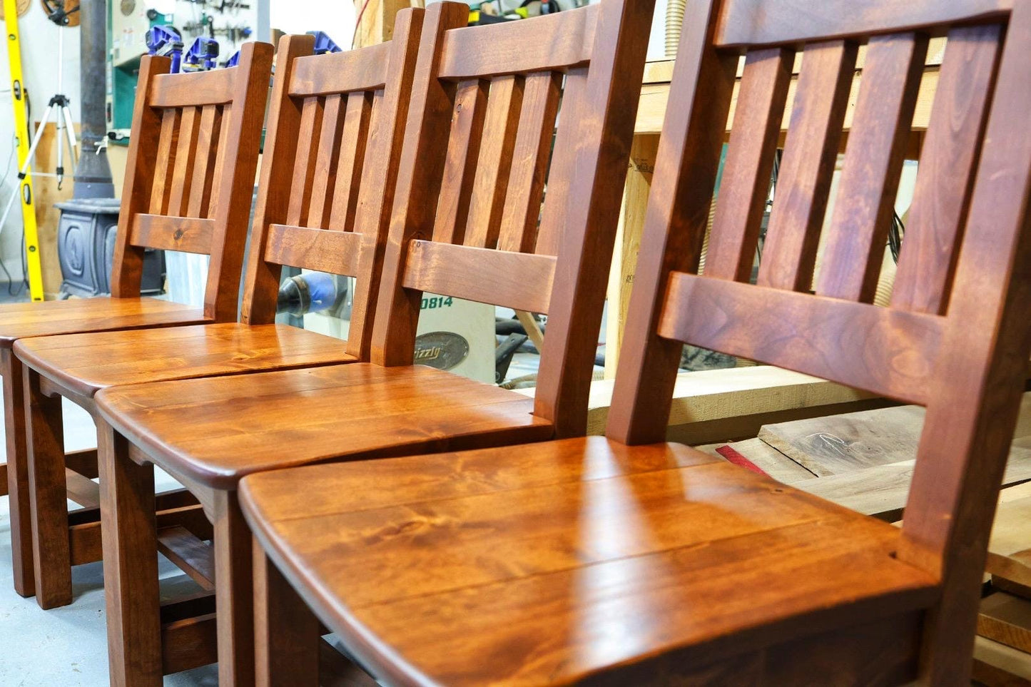 Alder Dining Chairs | English Chestnut Finish
