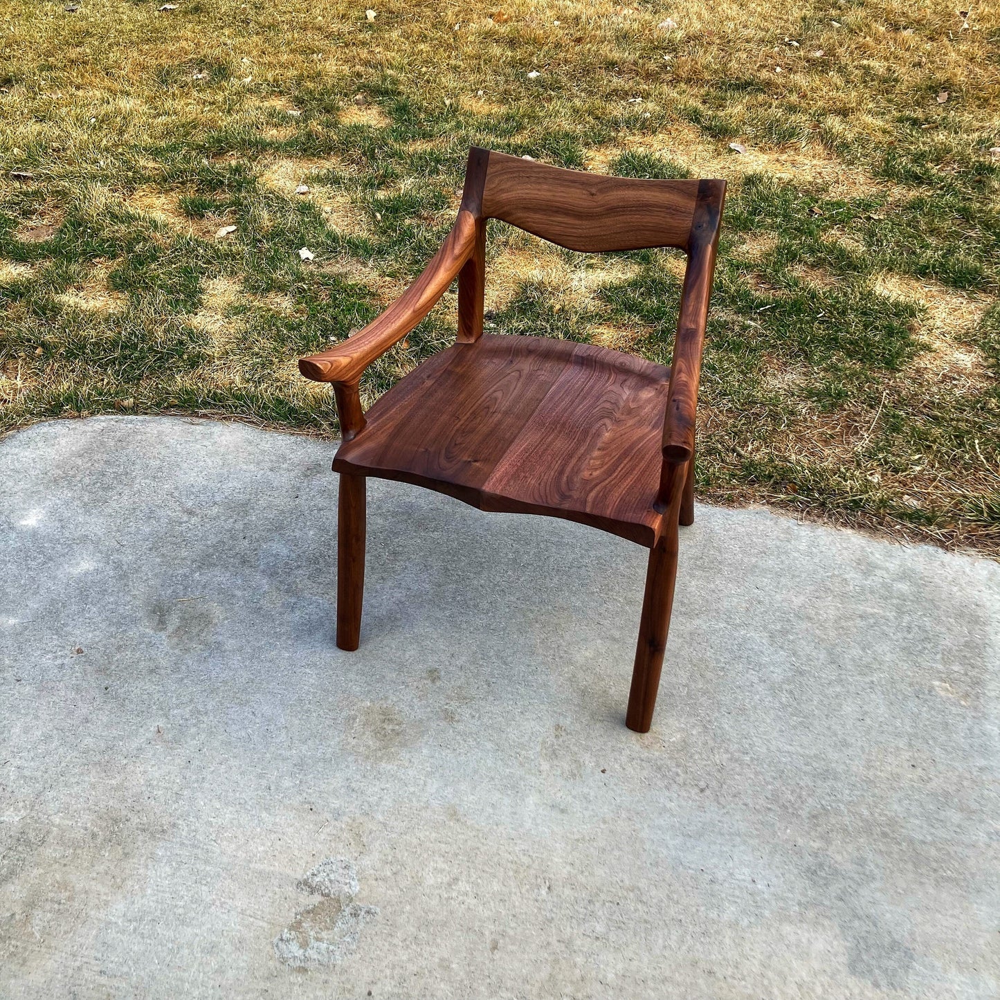 Walnut Lower Back Chair | Hand Carved