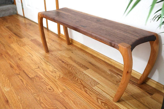 Sculpted Walnut & Alder Bench