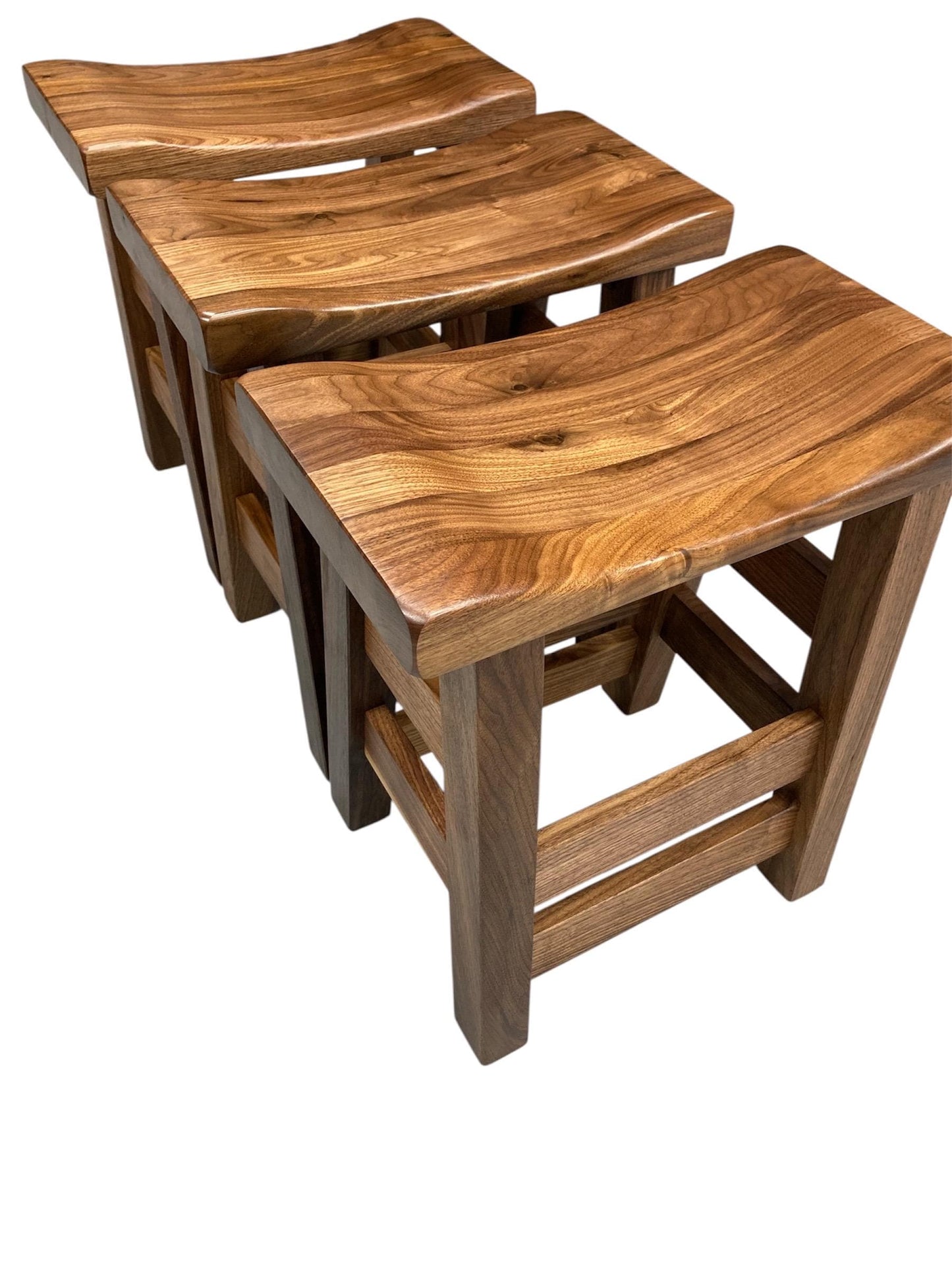 Walnut Saddle Stools | Natural Finish
