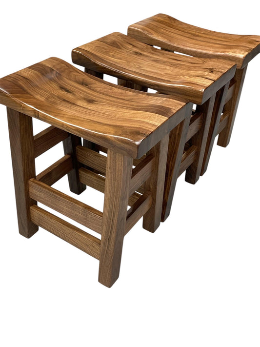 Walnut Saddle Stools | Natural Finish